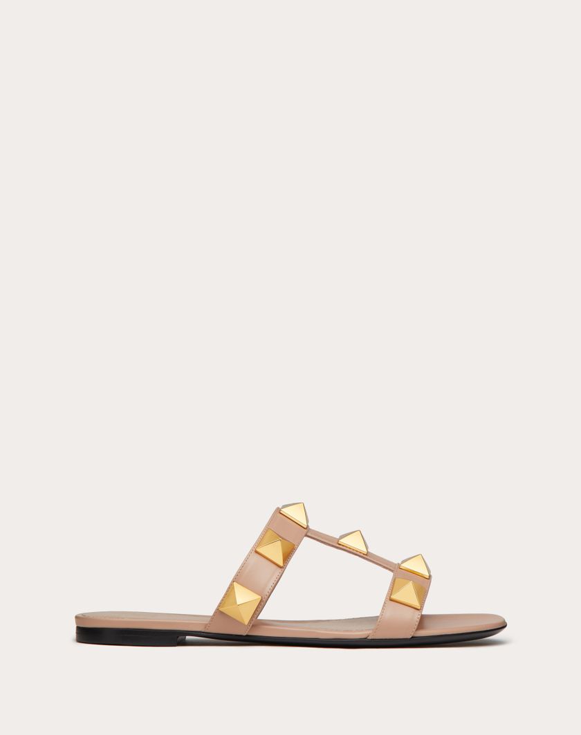 FLAT ROMAN STUD CALFSKIN SLIDE SANDAL - Image 6